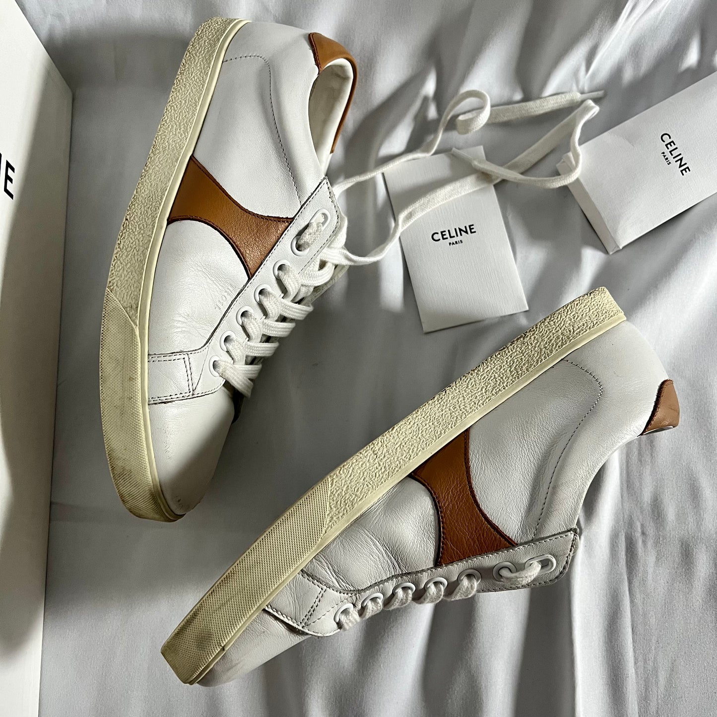 Celine Triomphe Low Lace Up Sneaker in Calfskin