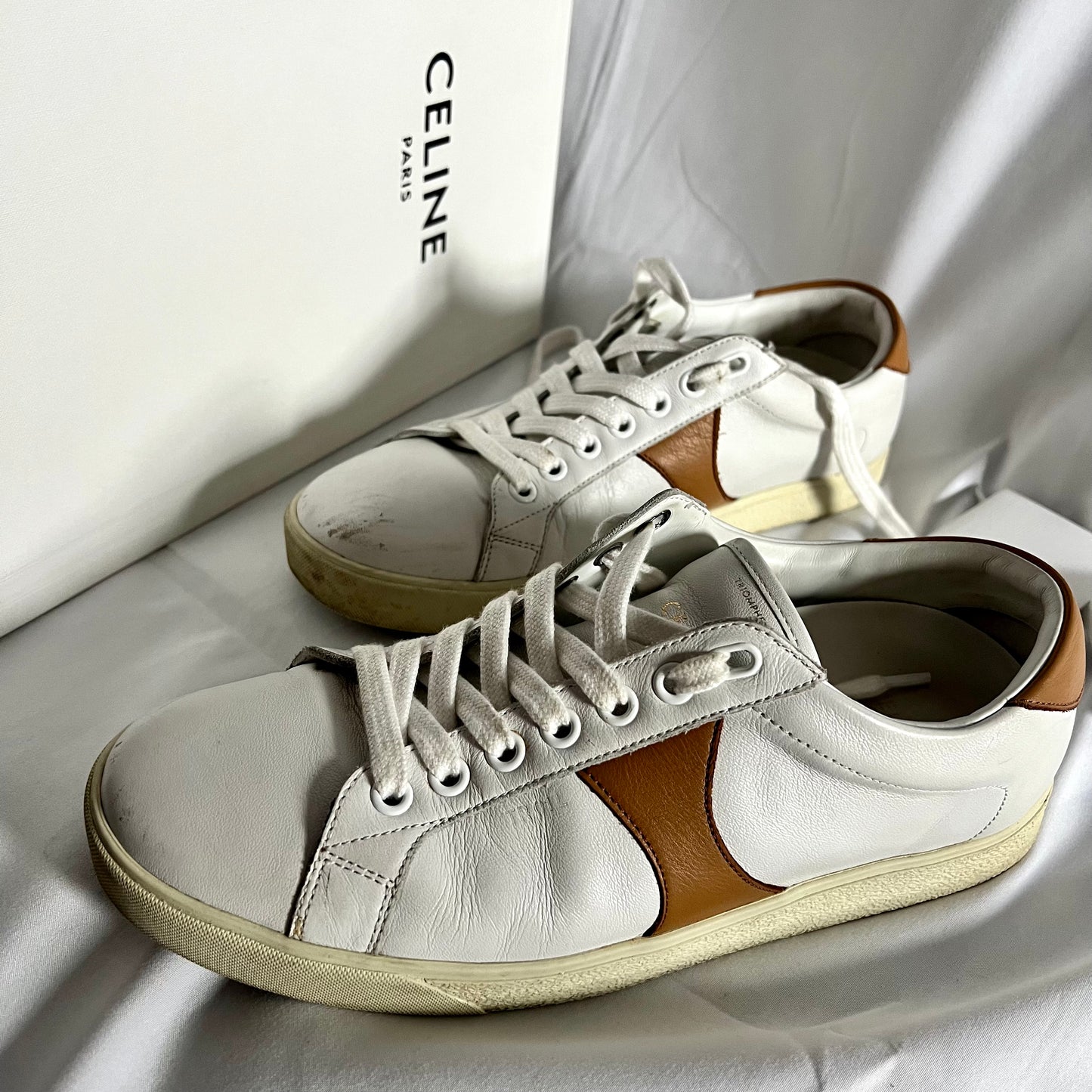 Celine Triomphe Low Lace Up Sneaker in Calfskin