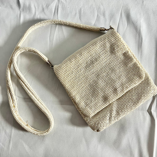 Vintage flat beaded square satchel